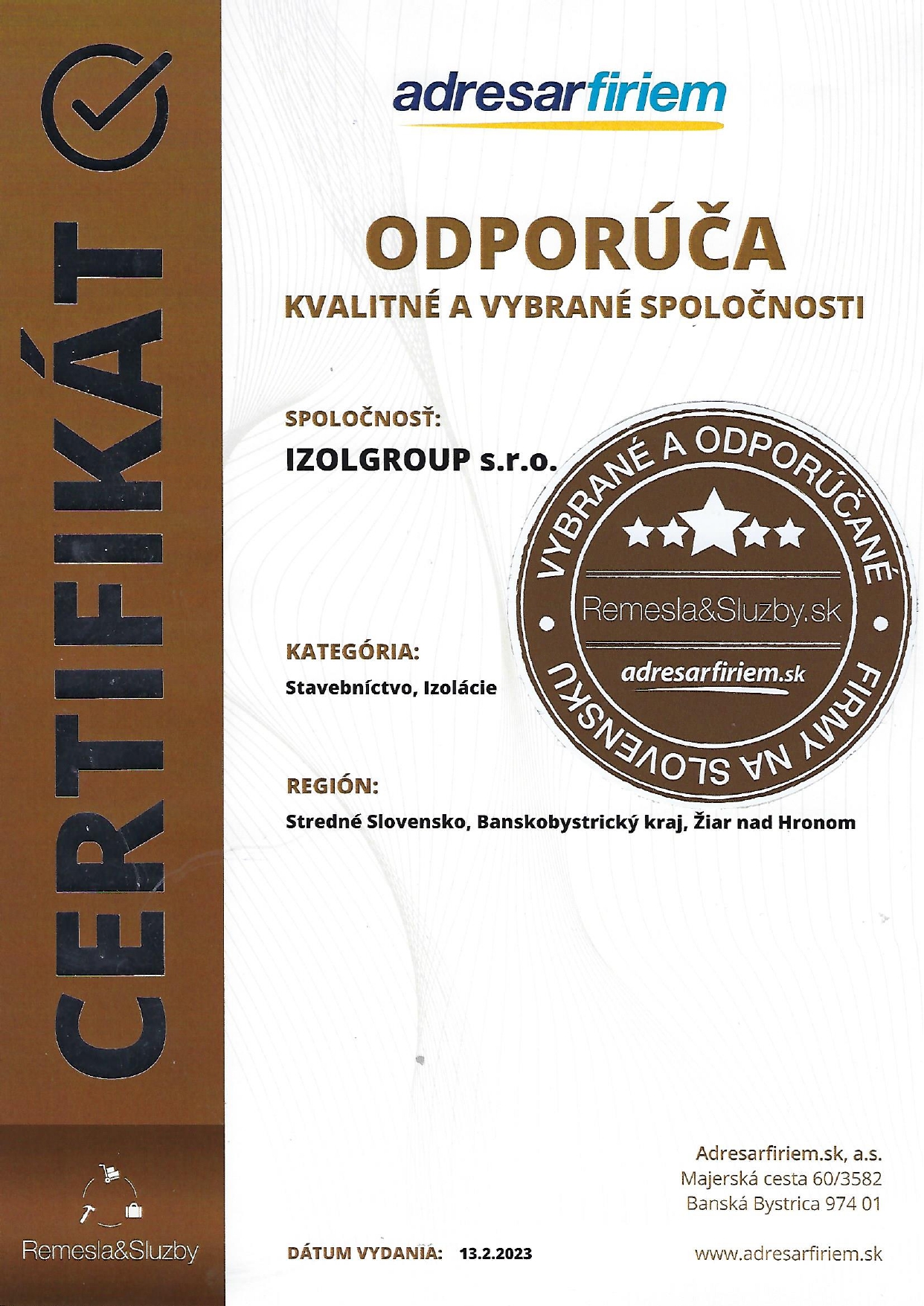 Certifikát